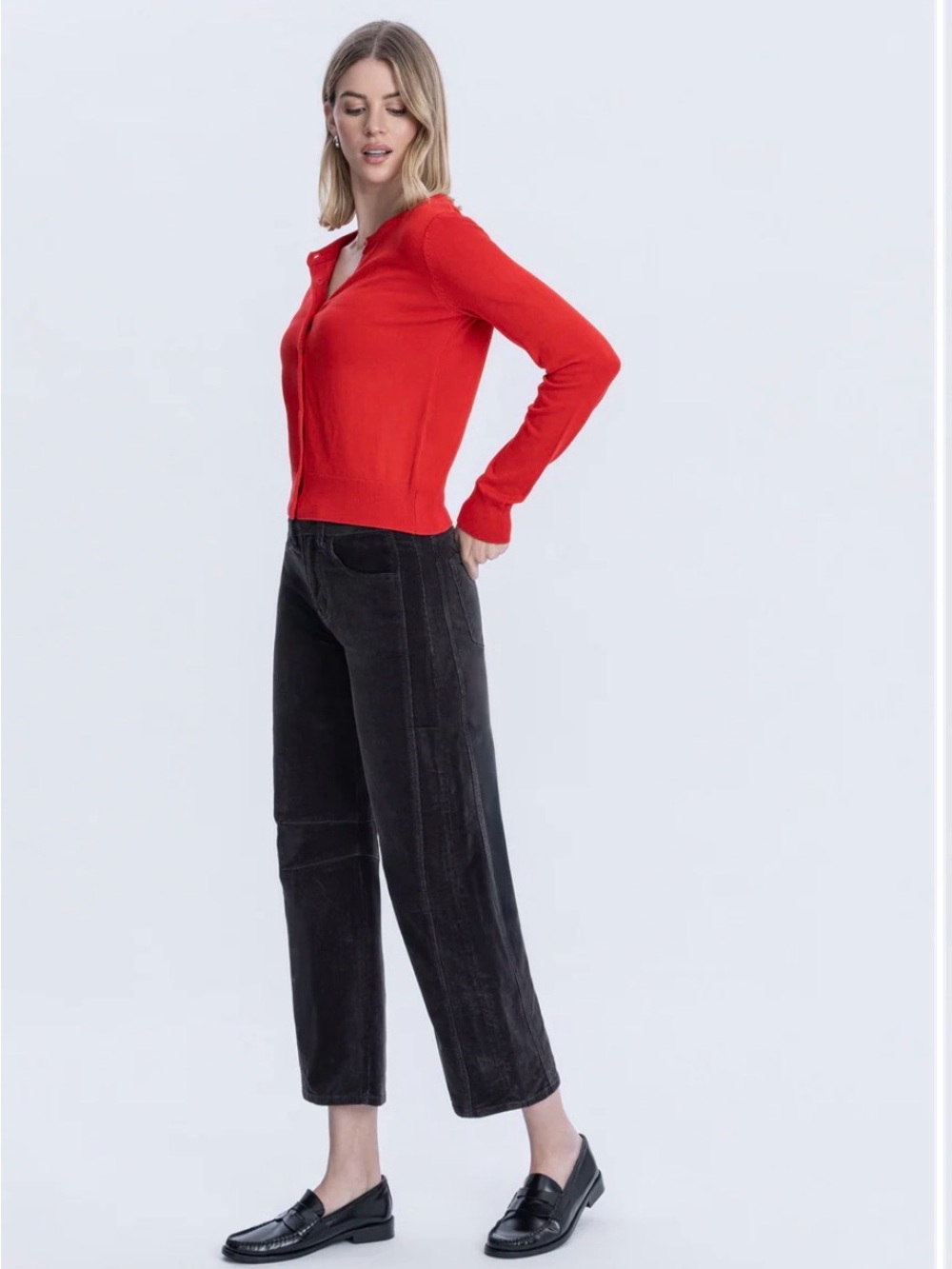 VERVET Barrel Leg KATE  Dark Grey Corduroy Jeans 29 NWT